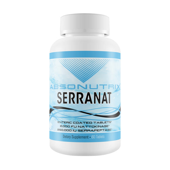 Absonutrix Serranat 60 Tablets 2000 fu Nattokinase 250,000 iu Serrapeptase helps support heart heart and cardiovascular system